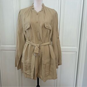Calvin Klein Khaki Linen Blend Utility Jacket 2X